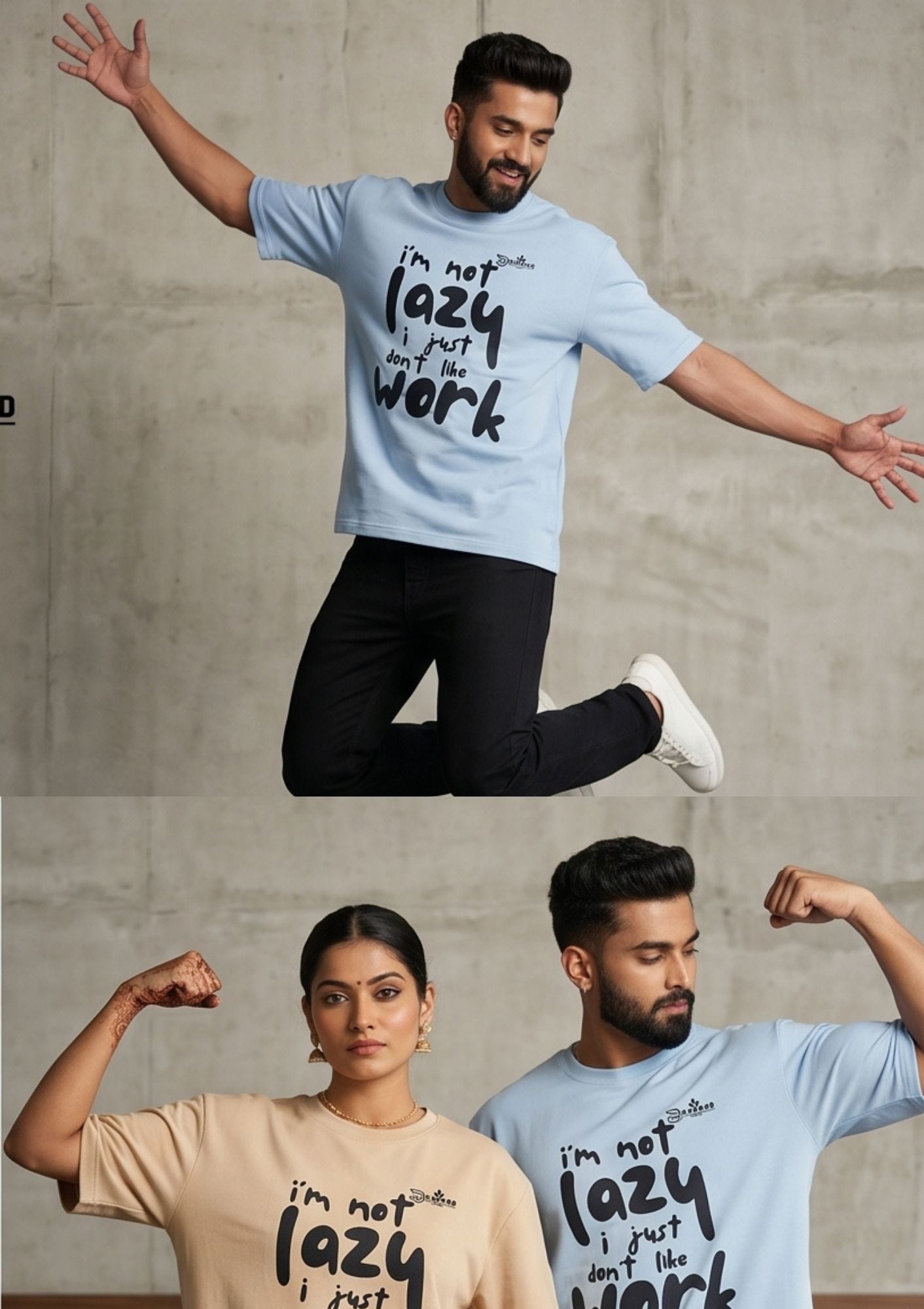 Dunbond label White Oversize T-Shirt//I am not lazy Typography