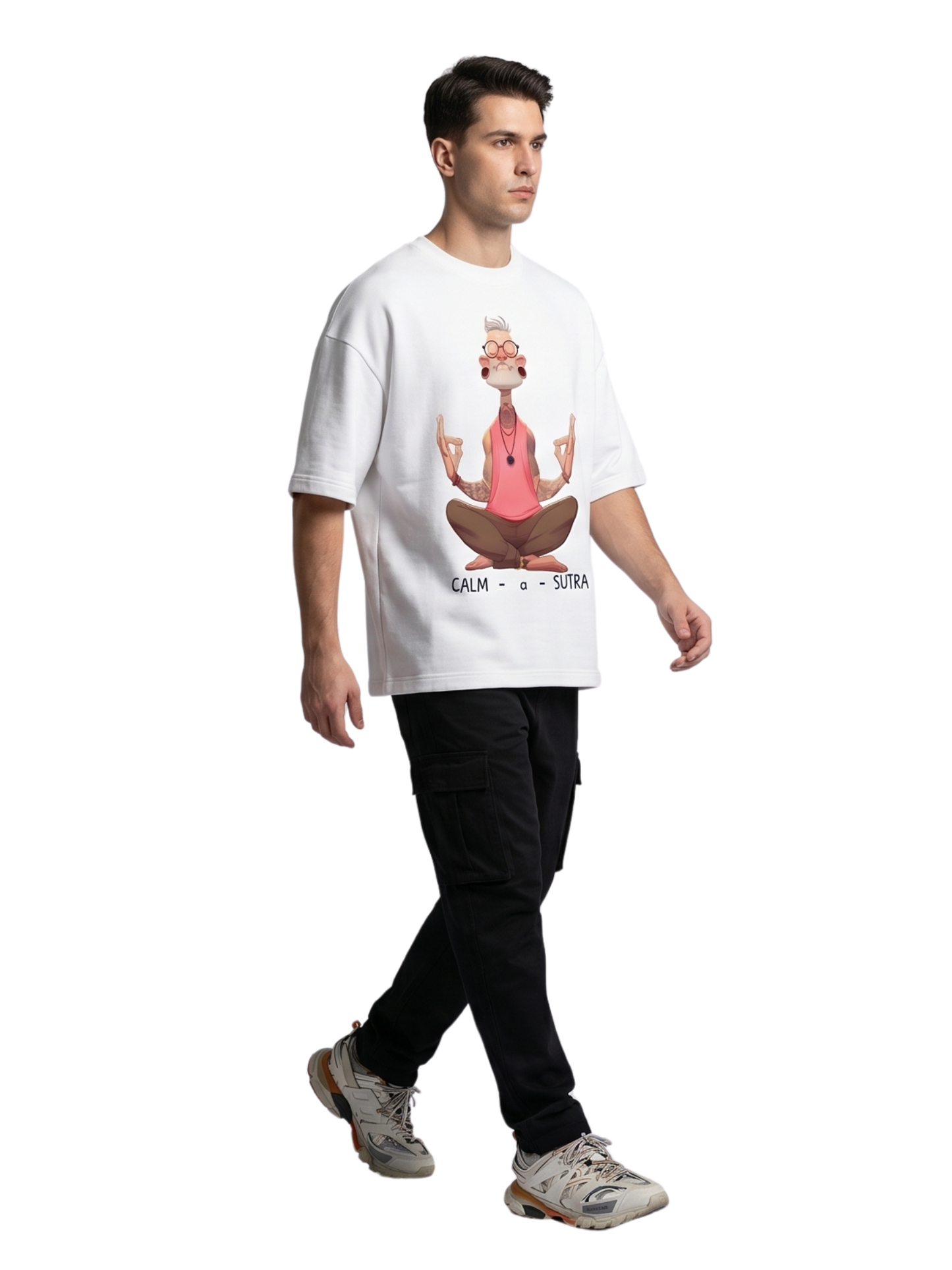 Dunbond label  White & Black calm-a-sutra an Oversized tee