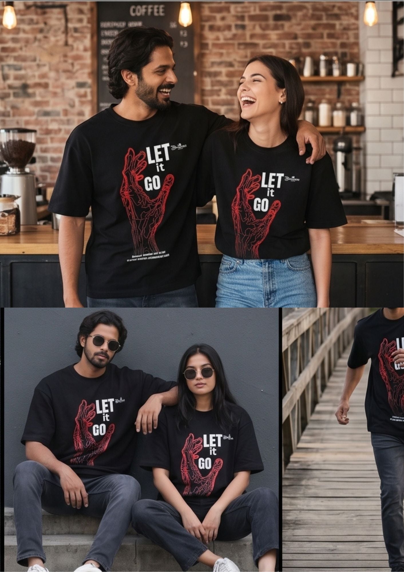 Dunbond label black Oversize T-Shirt //Let  me GO