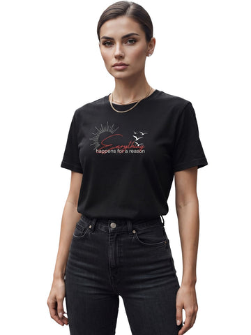 Dunbond Label "Everything Happens For A Reason" Bio-Washed T-Shirt for Women