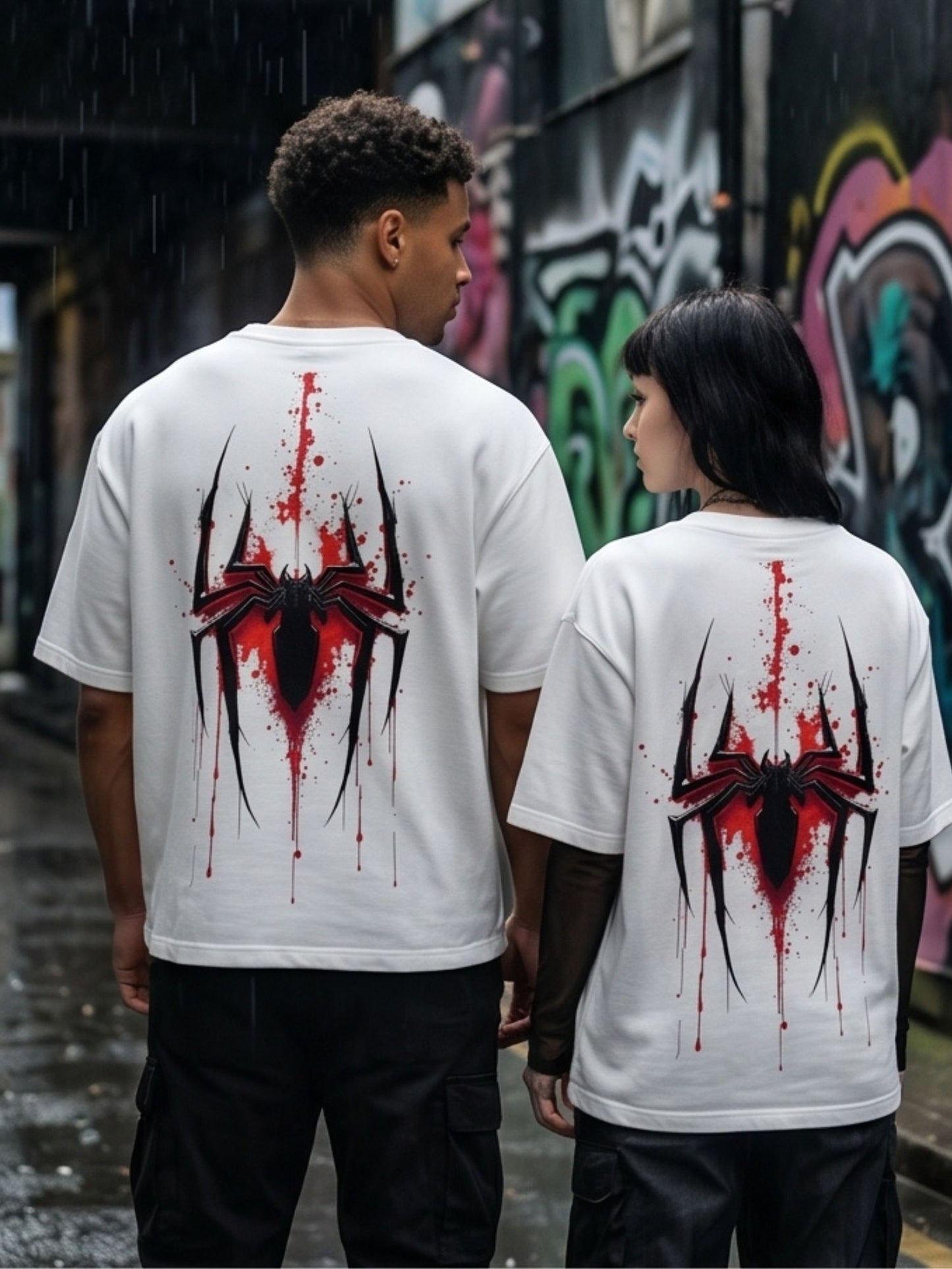 Dunbond label White Oversize T-Shirt // Back Spider print