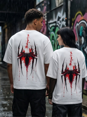 White Oversize T-Shirt // Back Spider print