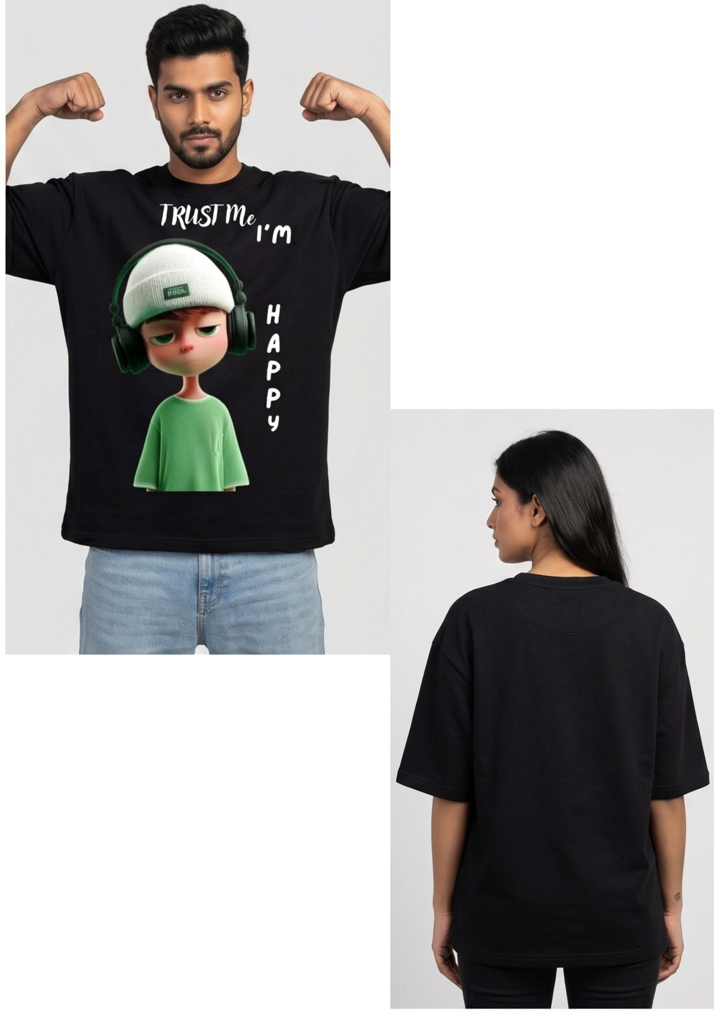 Dunbond label Black and White Oversize T-Shirt //Trust me I am happy