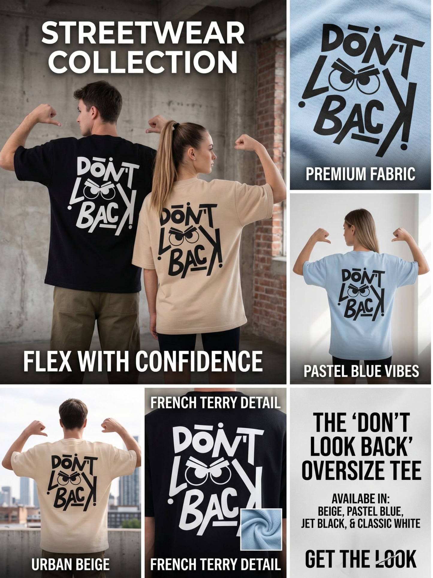 Dunbond label Oversize Colour printed T-Shirt // Dont Look Back