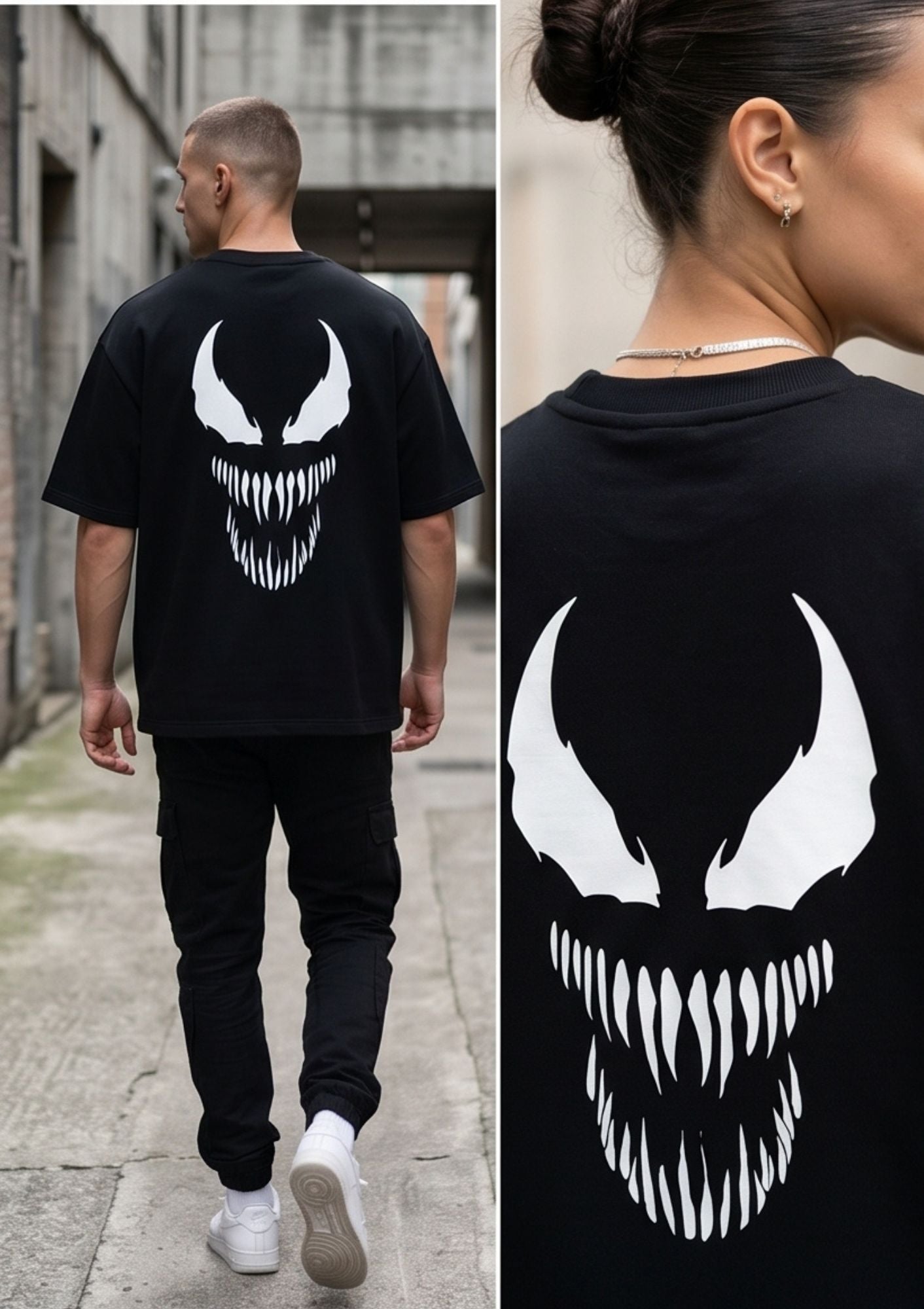 Dunbond label Black Oversize T-Shirt//Venom head