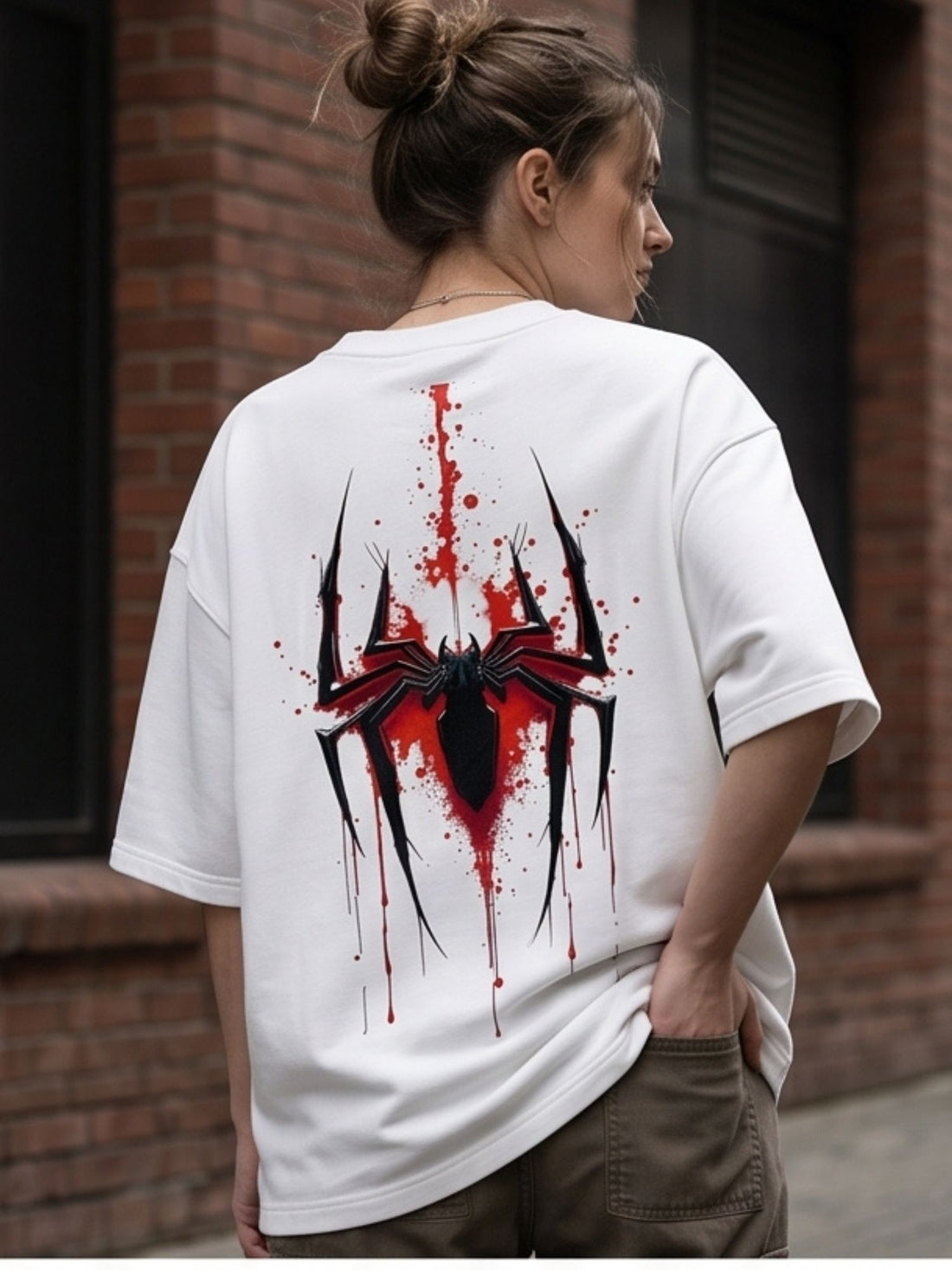 White Oversize T-Shirt // Back Spider print