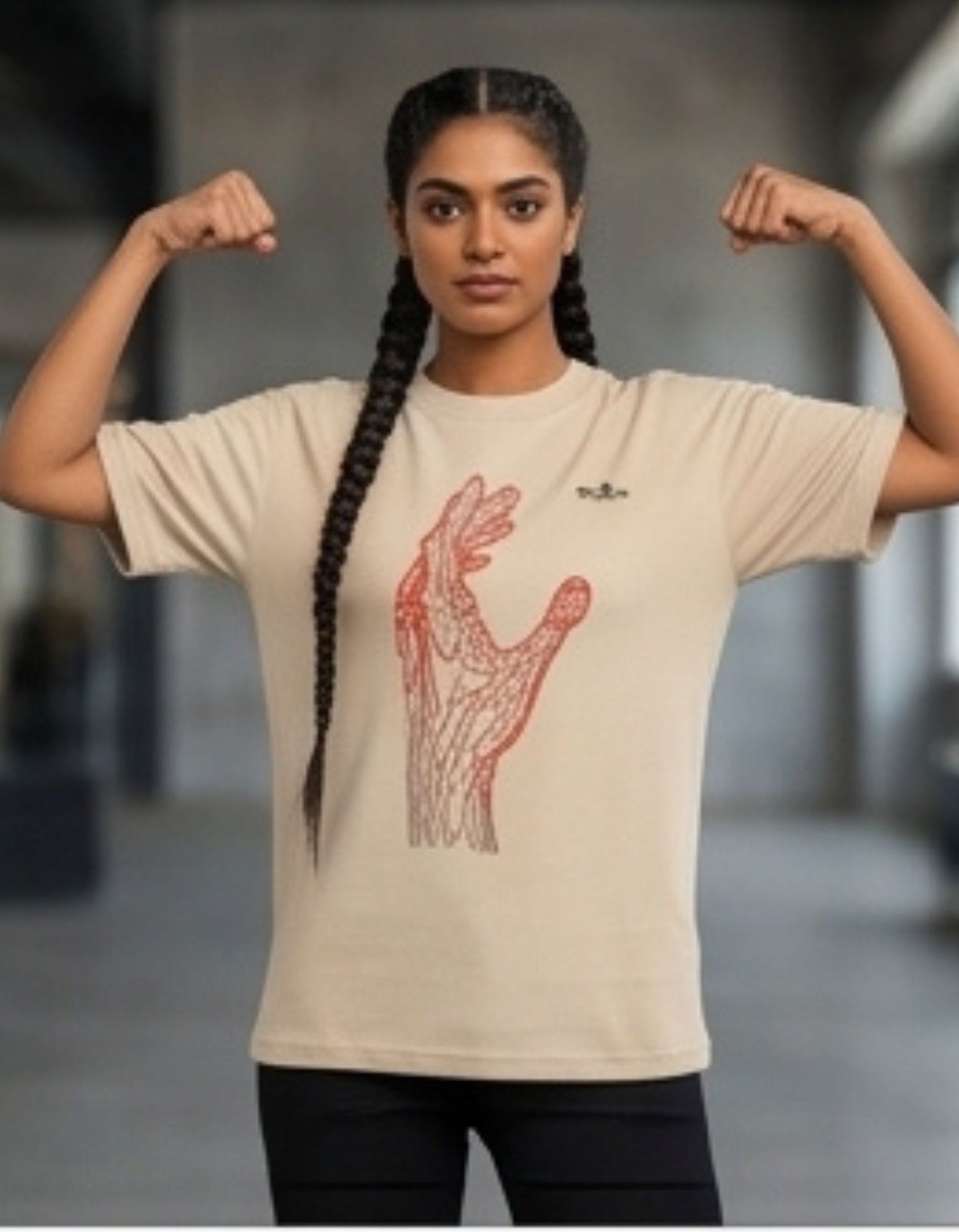 Dunbond label White Oversize T-Shirt// Front hand graphic