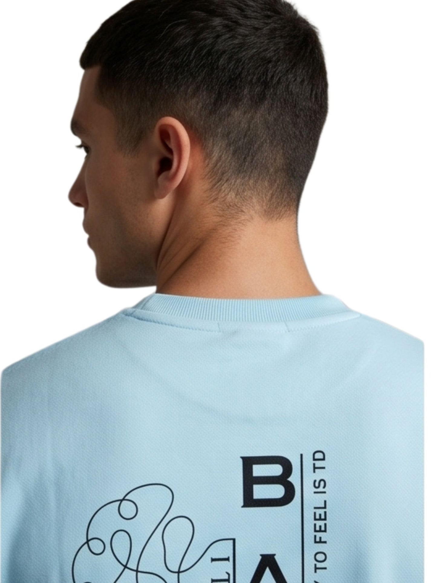 Dunbond label Beige and pastel blue Oversized T-Shirt// Typography BALANCED between Mind and Heart