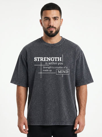 Men's Strength Within Oversized Graphic T-Shirt – Charcoal Acid Wash
