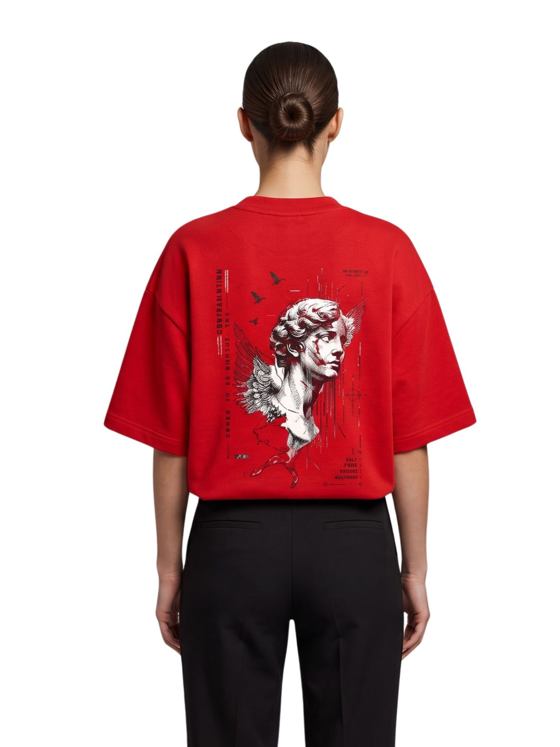 DUNBOND LABEL Contradiction Oversized Graphic T-Shirt for  Women  Premium Cotton Streetwear  Crimson