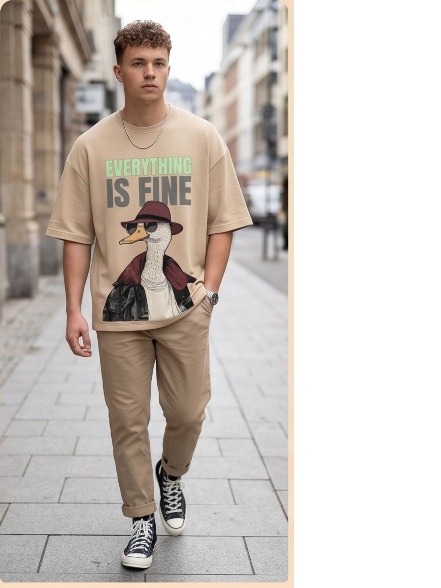Dunbond label's Everything Is Fine – Duck Attitude Oversized Tee
