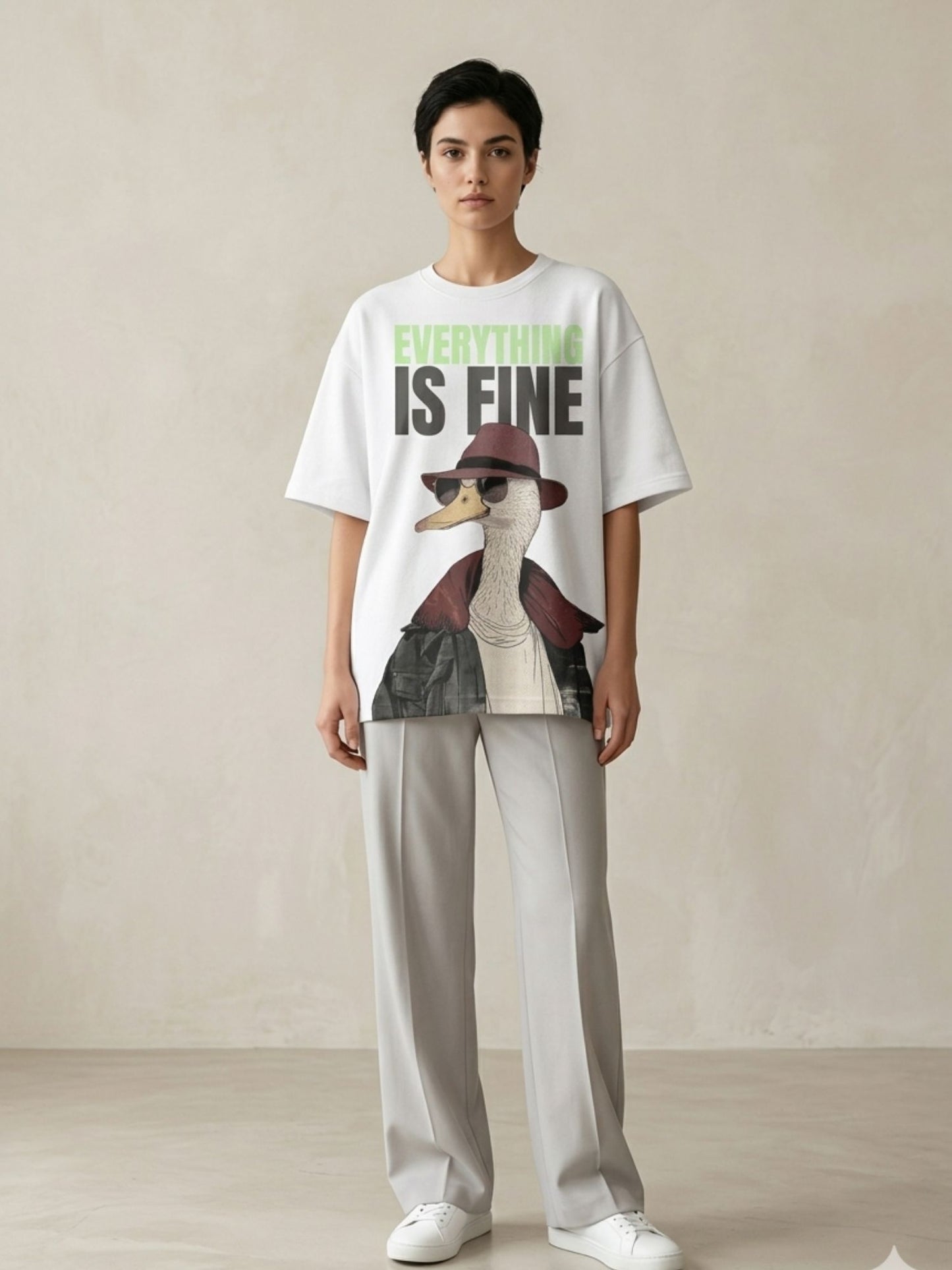 Dunbond label's Everything Is Fine – Duck Attitude Oversized Tee
