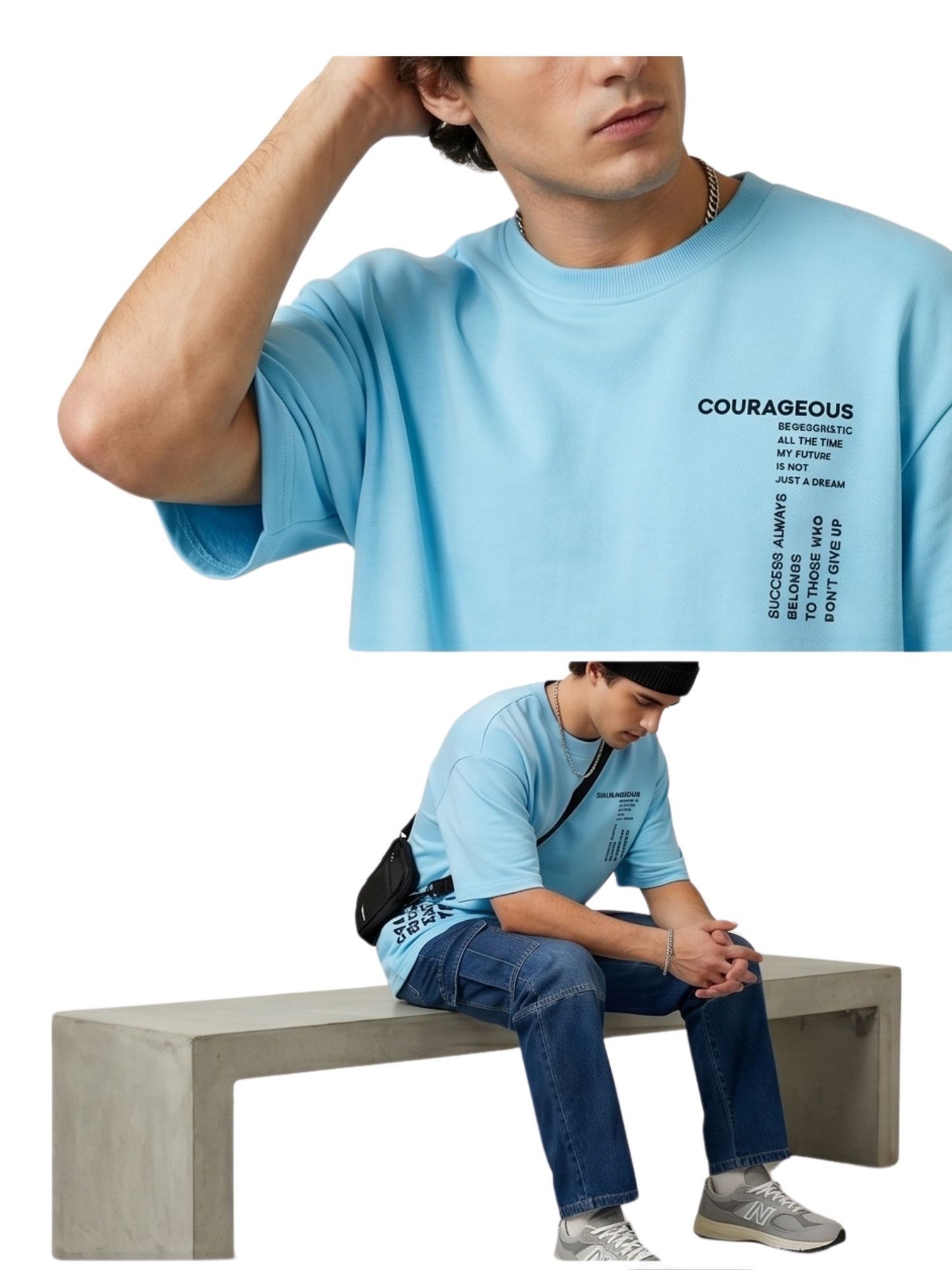 Dunbond label Oversized Colour Typography printed T-Shirt You Must belive