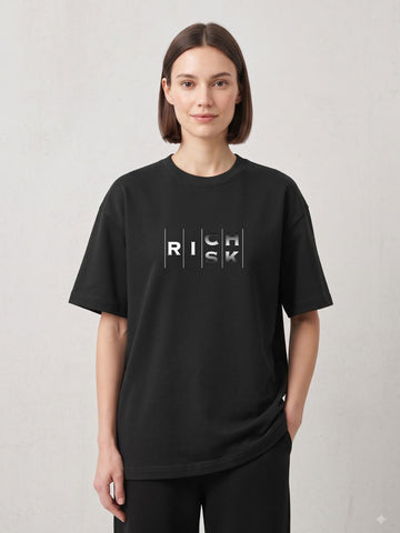 Dunbond Label "RISK" Graphic Oversized French Terry T-Shirt for Womens
