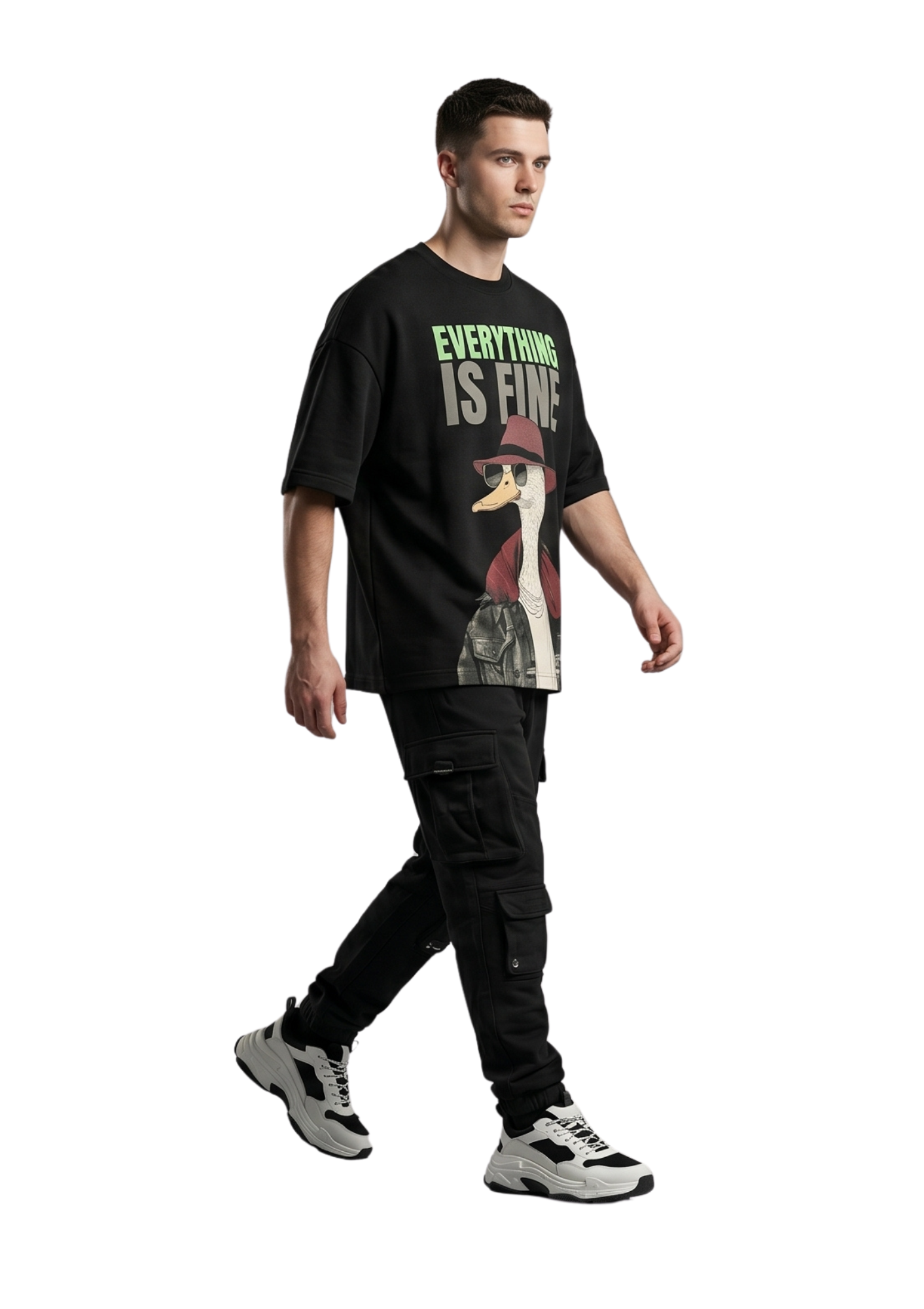 Dunbond label's Everything Is Fine – Duck Attitude Oversized Tee