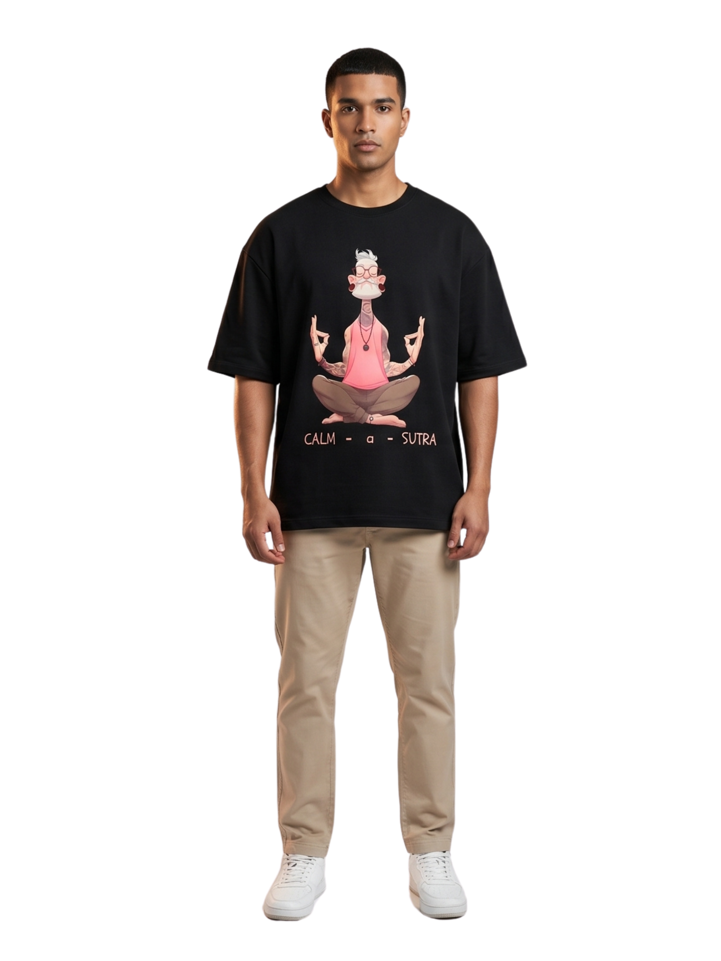 Dunbond label  White & Black calm-a-sutra an Oversized tee