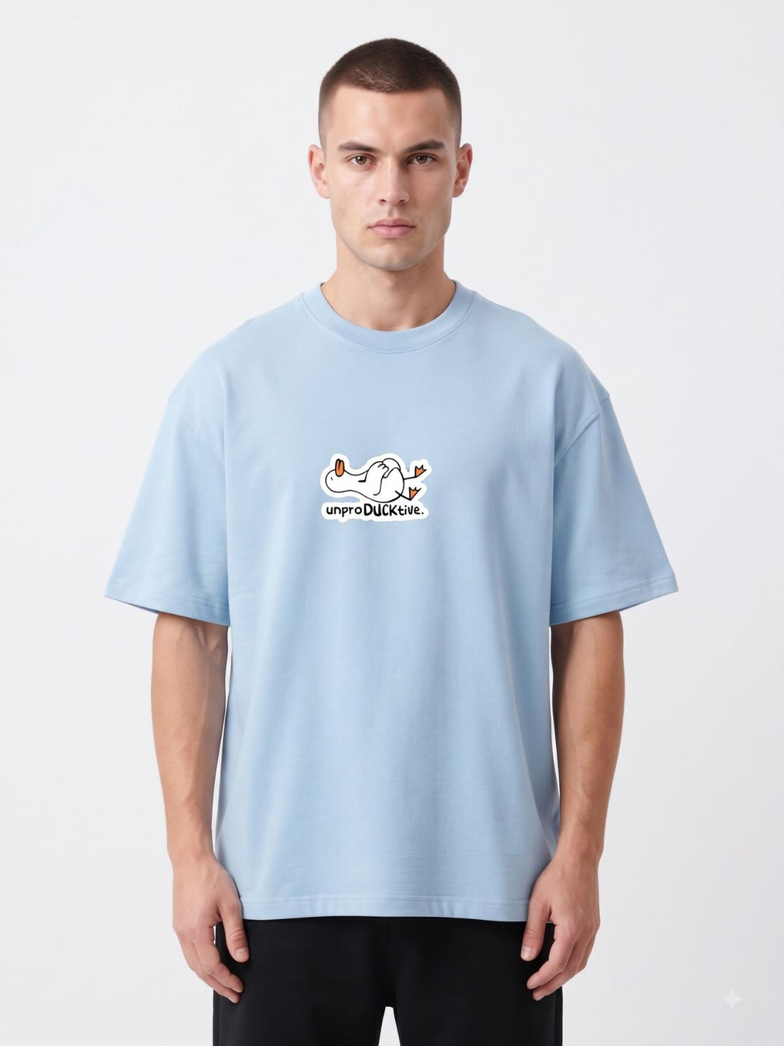 Dunbond Label "unproDUCKtive" Graphic Oversized French Terry T-Shirt   for mens