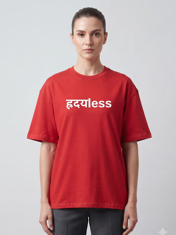 Dunbond Label "हृदयless" Oversized French Terry T-Shirt for FEMALES