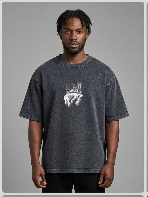 Dunbond Label Minimalist Graphic Acid Washed Oversized T-Shirt for Men