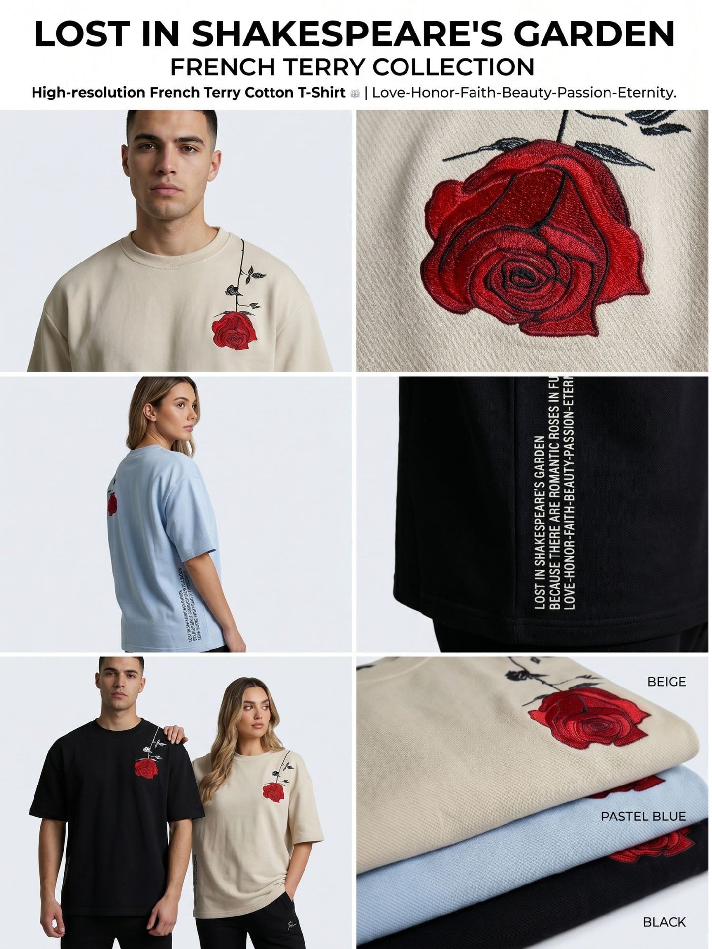 Dunbond label Oversize Shakespares Garden Typography and graphic T-Shirt