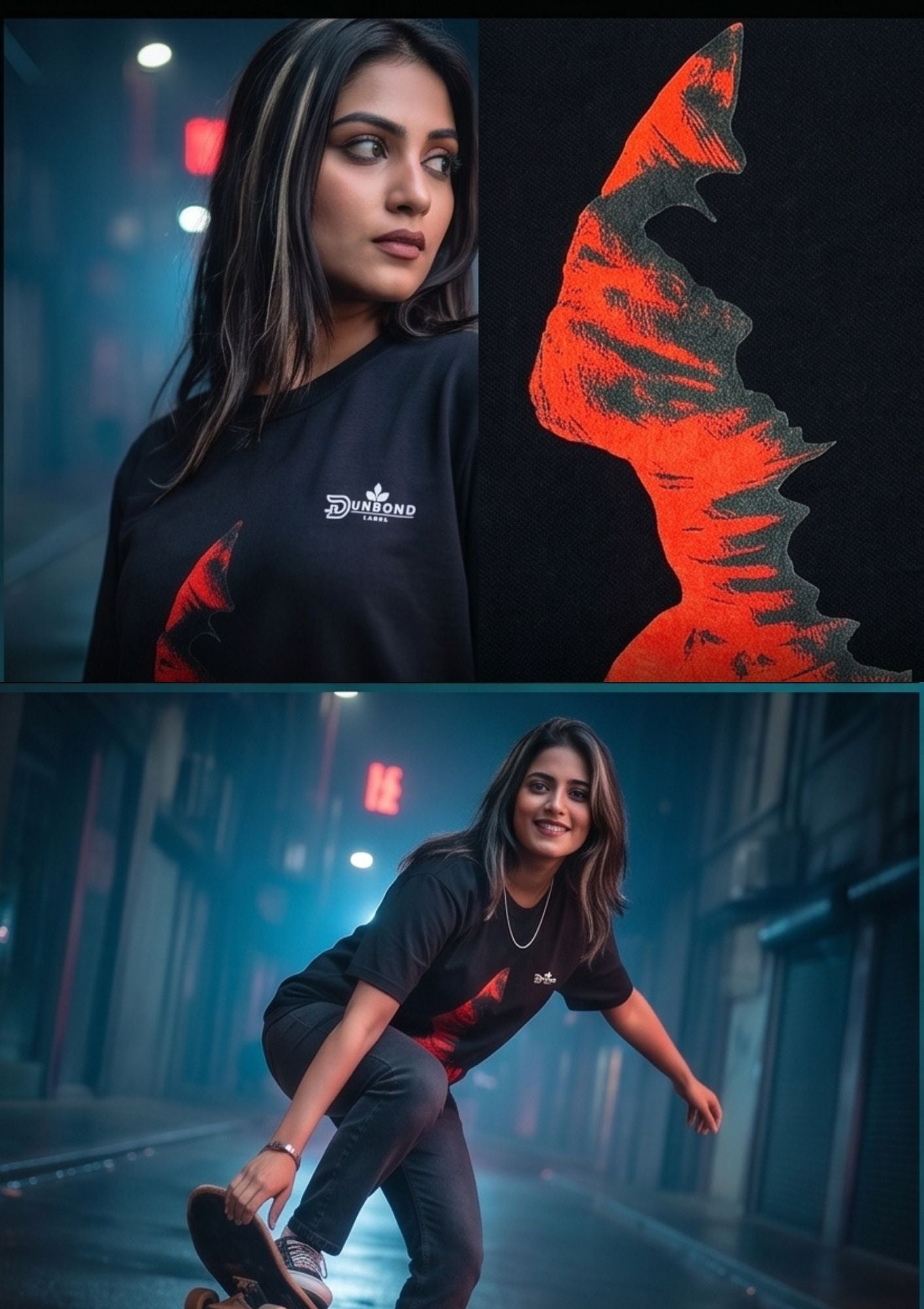 Dunbond label Black OVERSIZED fit T-Shirt//graphic Design
