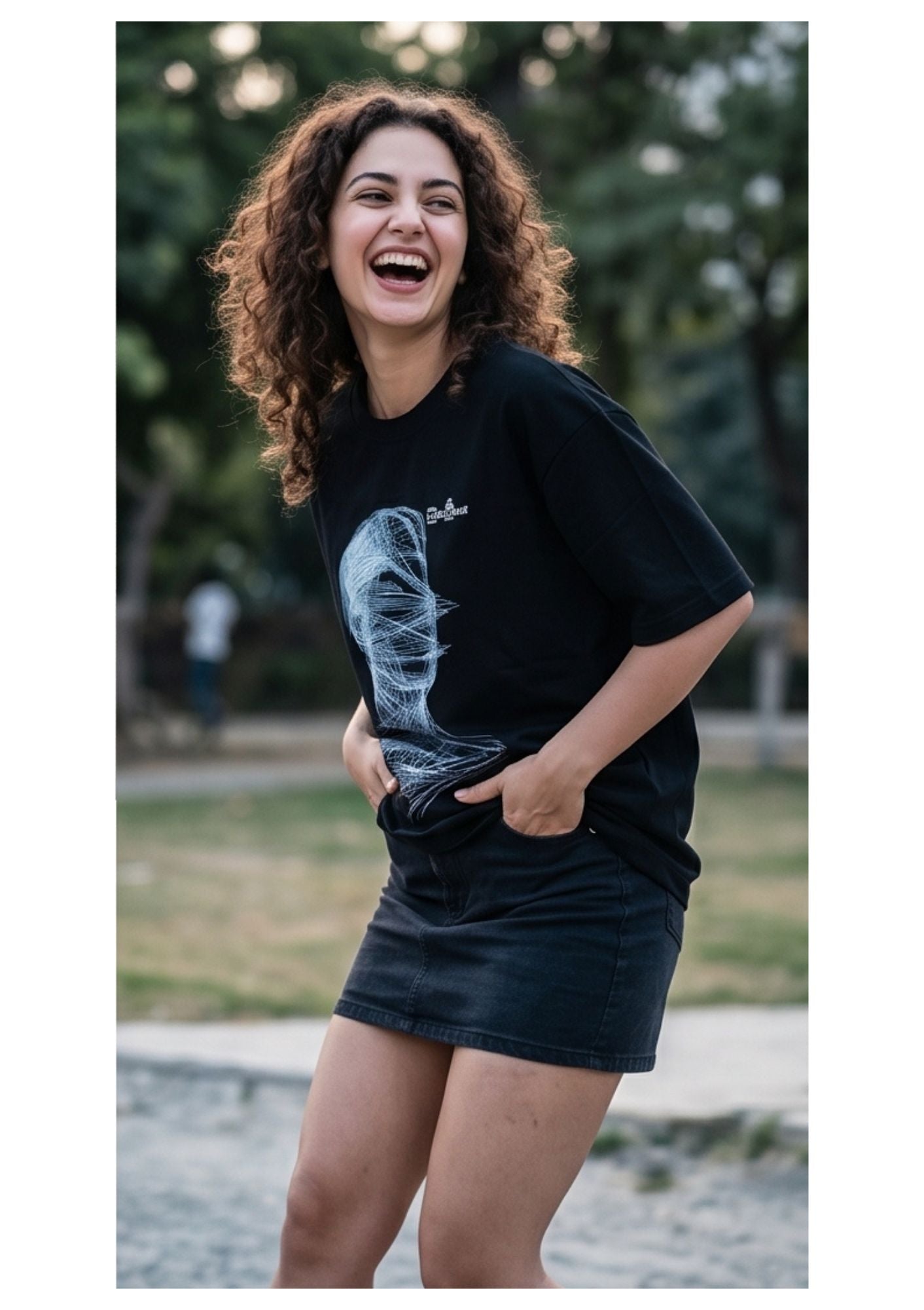 Dunbond label OVERSIZED Fit Black T-Shirt with graphic design Front