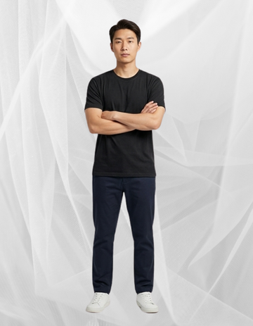 Black and White Regular plain T-Shirt