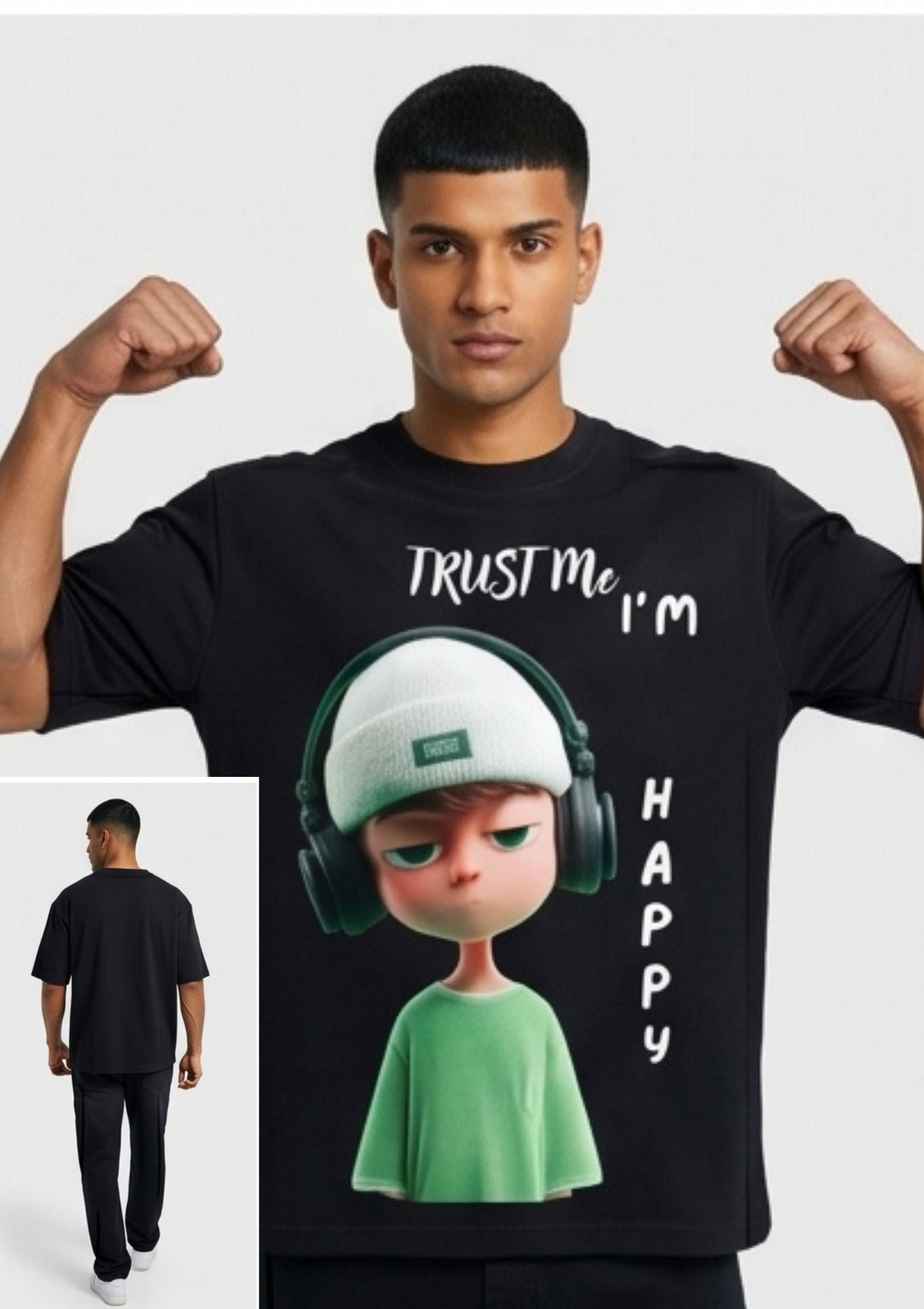 Dunbond label Black and White Oversize T-Shirt //Trust me I am happy