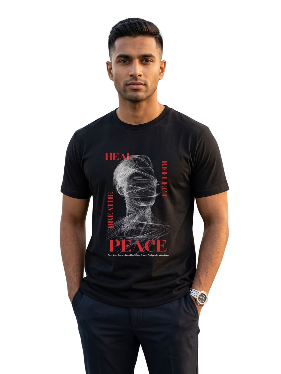 Dunbond Label "Heal, Reflect, Breathe, Peace" Graphic Bio-Washed T-Shirt