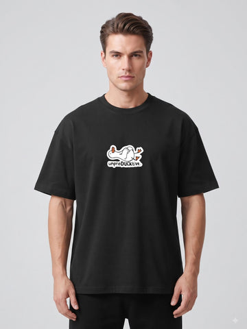 Dunbond Label "unproDUCKtive" Graphic Oversized French Terry T-Shirt   for mens