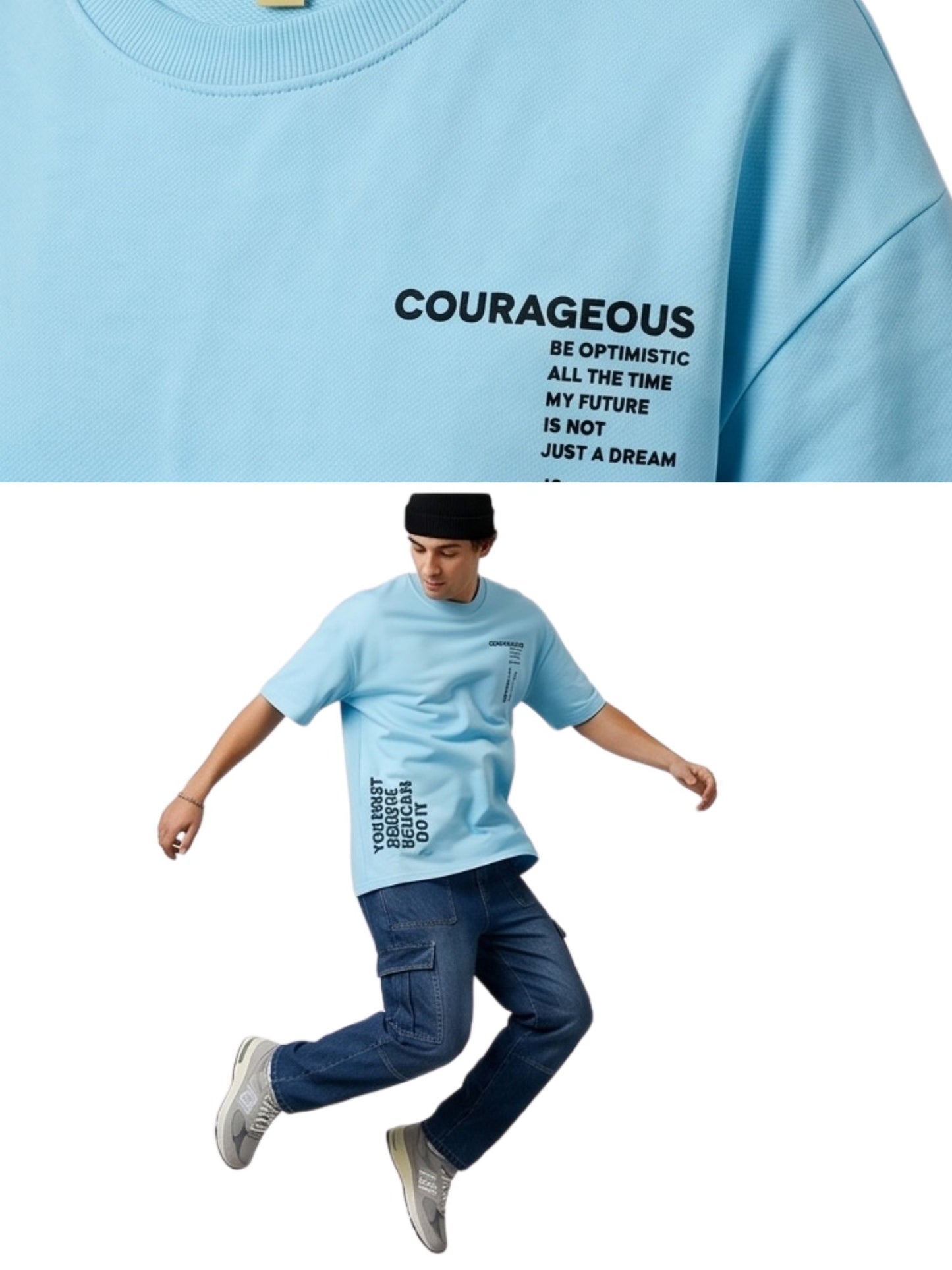 Dunbond label Oversized Colour Typography printed T-Shirt You Must belive