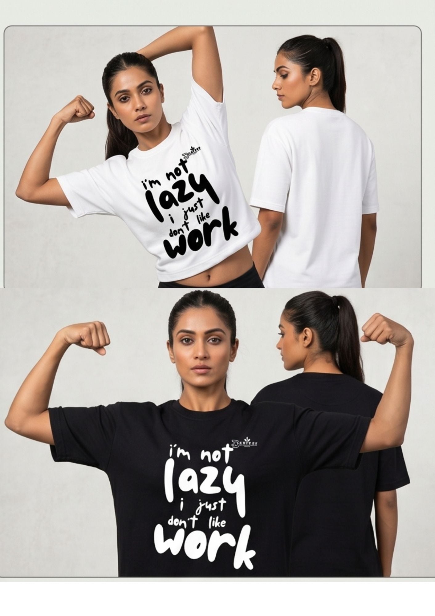 Dunbond label White Oversize T-Shirt//I am not lazy Typography