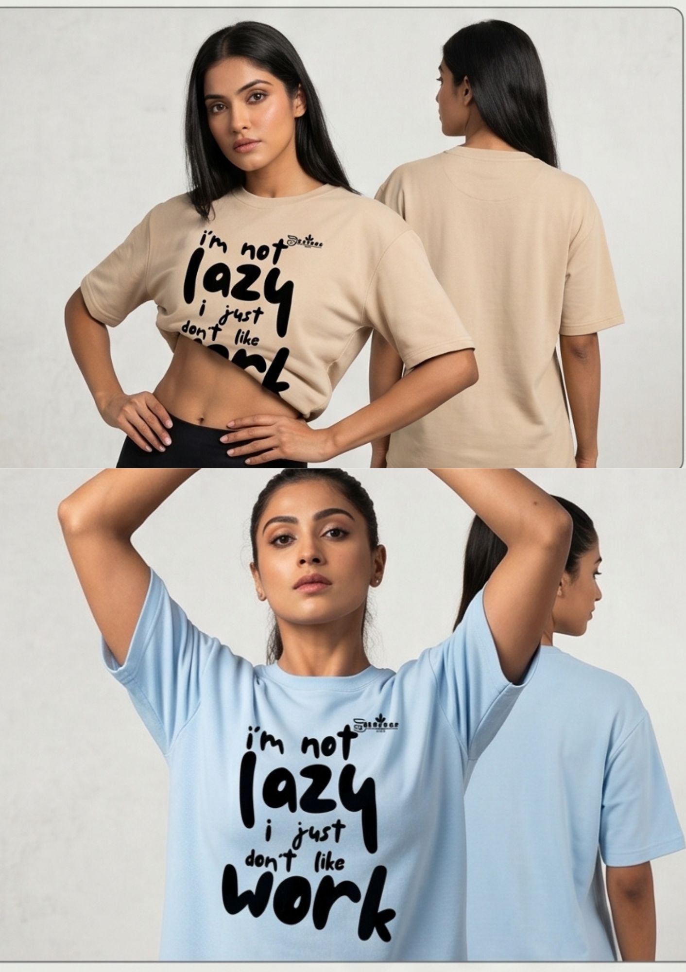 Dunbond label White Oversize T-Shirt//I am not lazy Typography