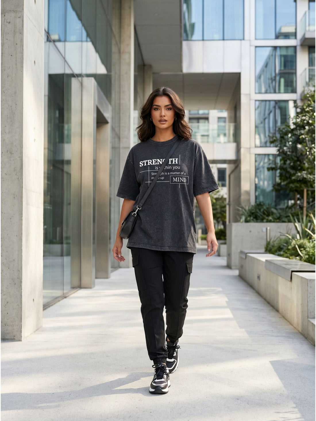 Strength Within Oversized Acid Wash T-Shirt
