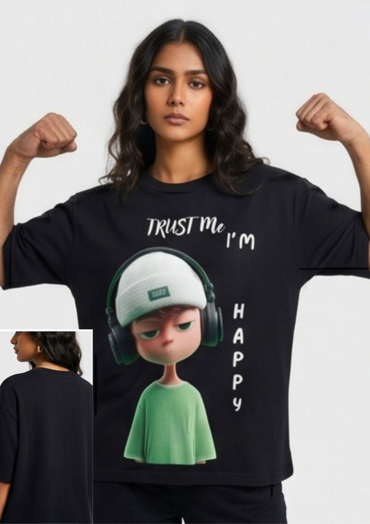 Dunbond label Black and White Oversize T-Shirt //Trust me I am happy