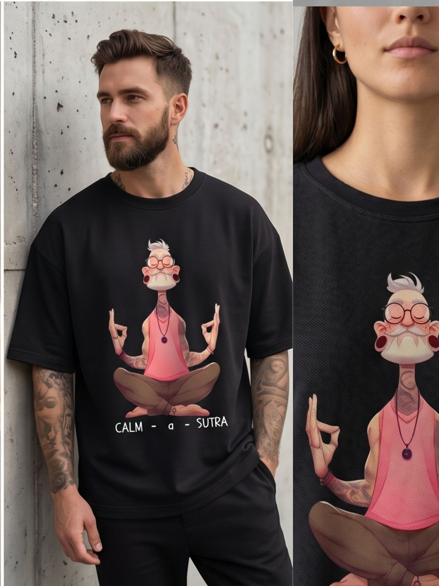 Dunbond label  White & Black calm-a-sutra an Oversized tee