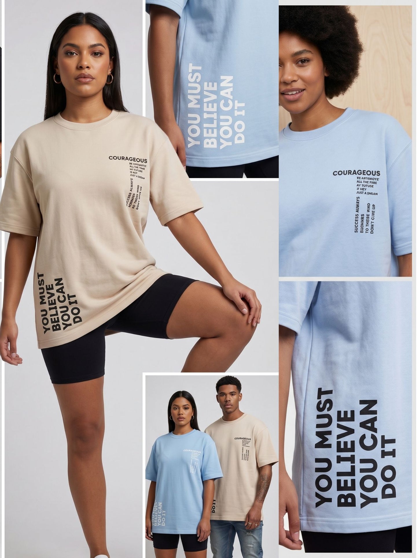 Dunbond label Oversized Colour Typography printed T-Shirt You Must belive