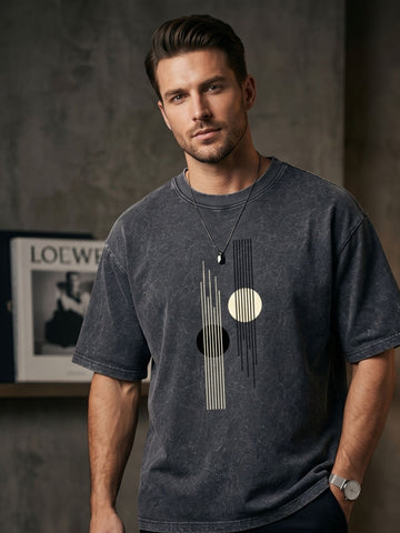 Urban Eclipse – Minimalist Abstract Oversized T-Shirt (Men)
