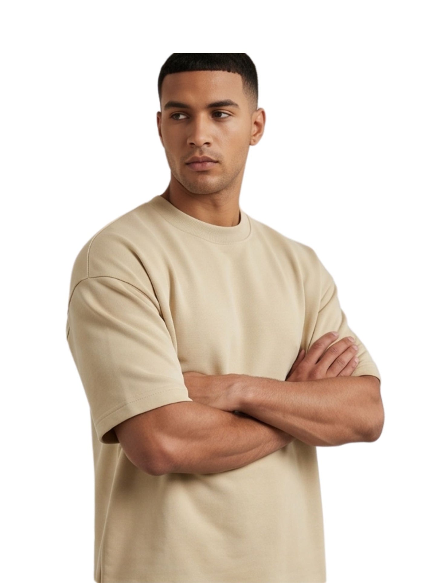 Dunbond label Beige and pastel blue Oversized T-Shirt// Typography BALANCED between Mind and Heart