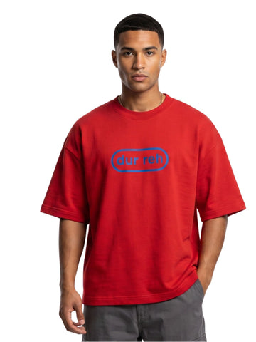 D'unbond Label Dur Reh Graphic Printed Oversized Tee for Men – Red