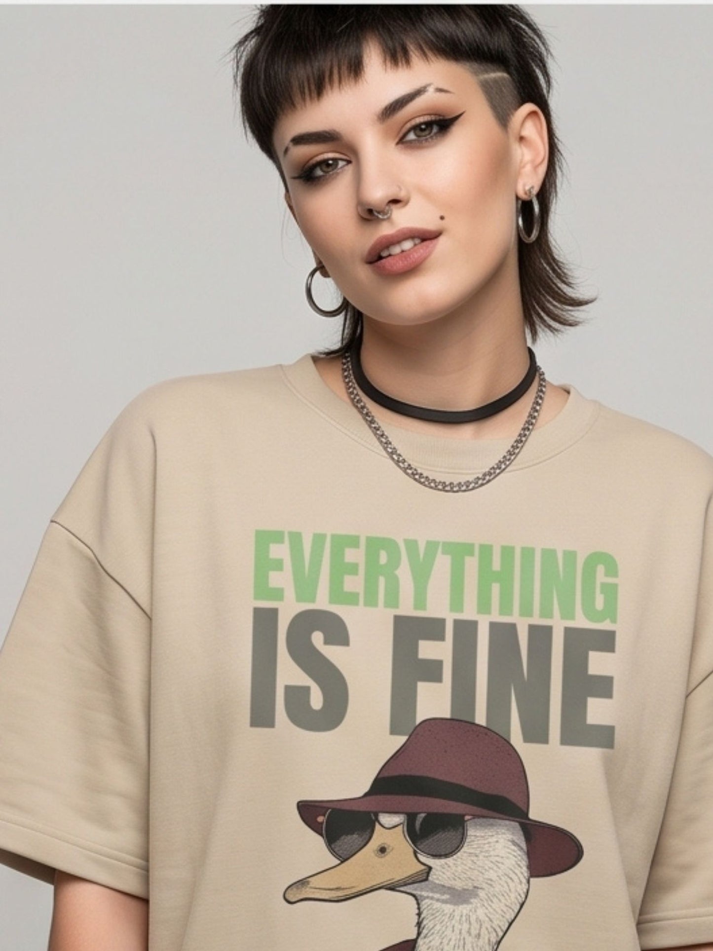 Dunbond label's Everything Is Fine – Duck Attitude Oversized Tee