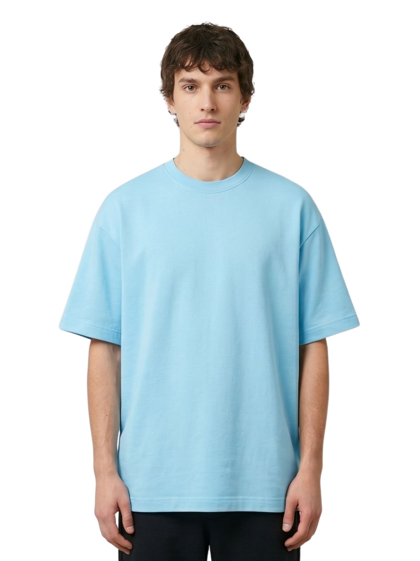 Dunbond label Beige and Pastel Blue T-Shirt// New // Solid plain