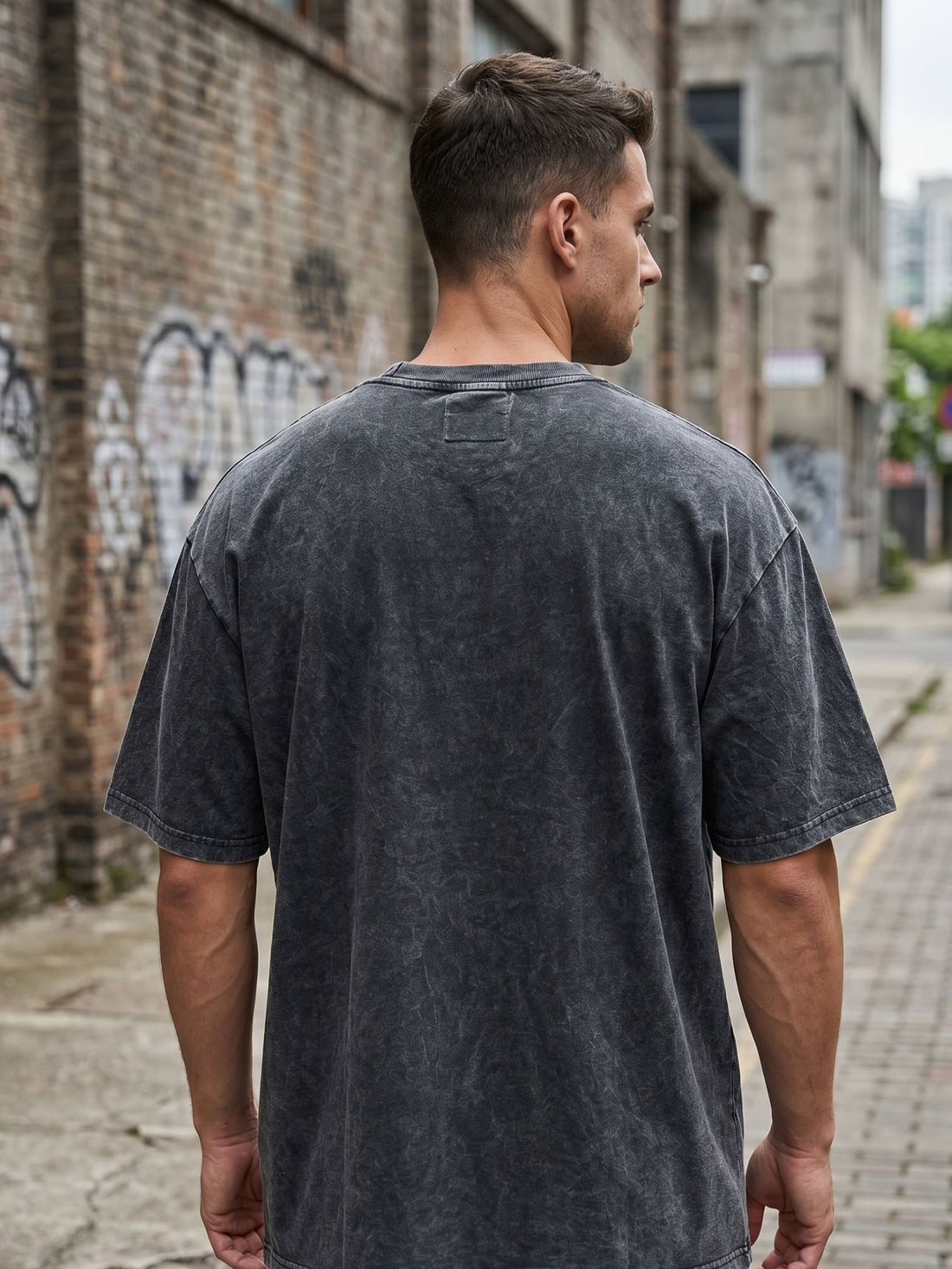 Men's Strength Within Oversized Graphic T-Shirt – Charcoal Acid Wash