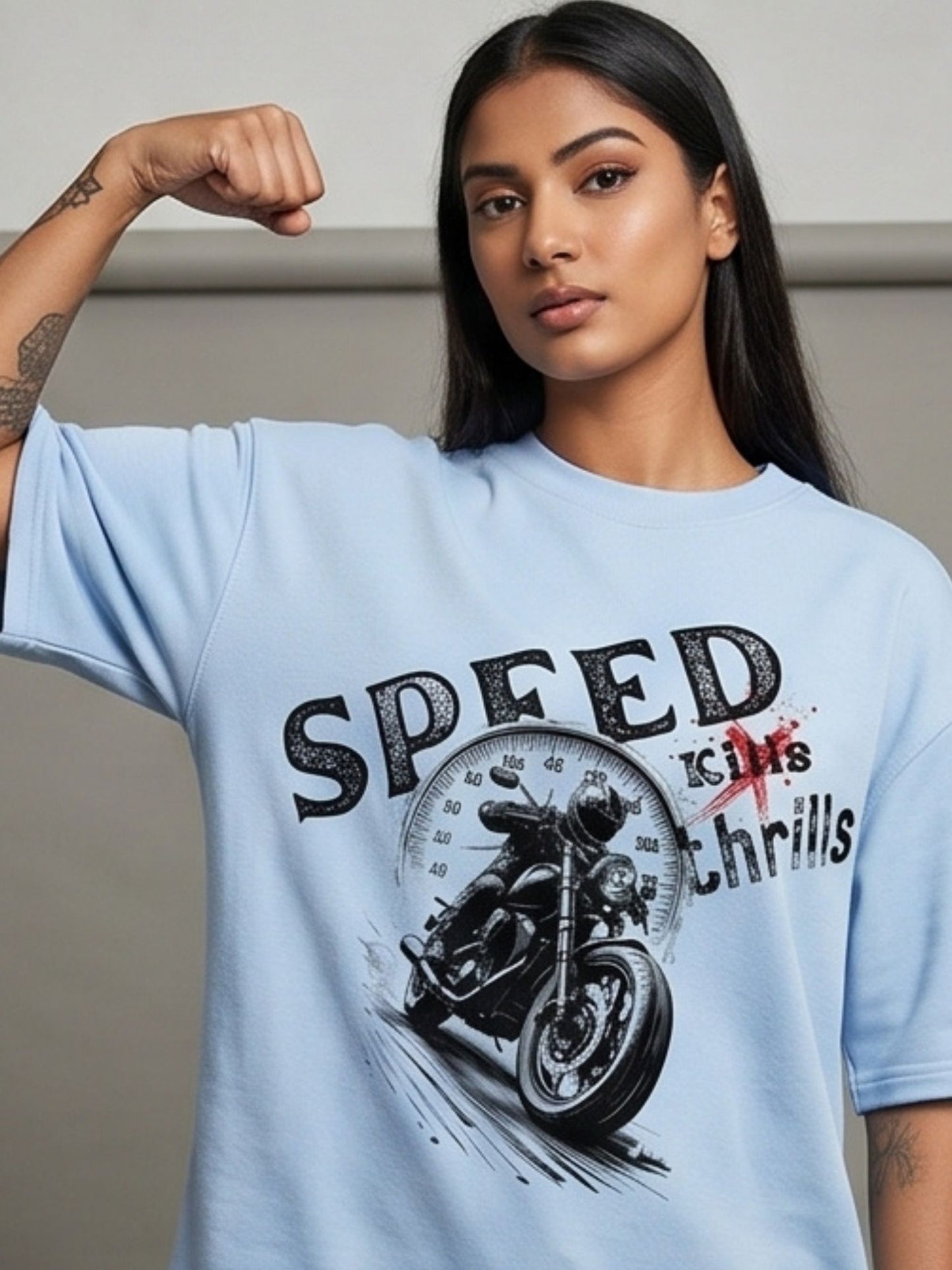 Dunbond label White OVersize T-Shirt Speed Kills Thrills