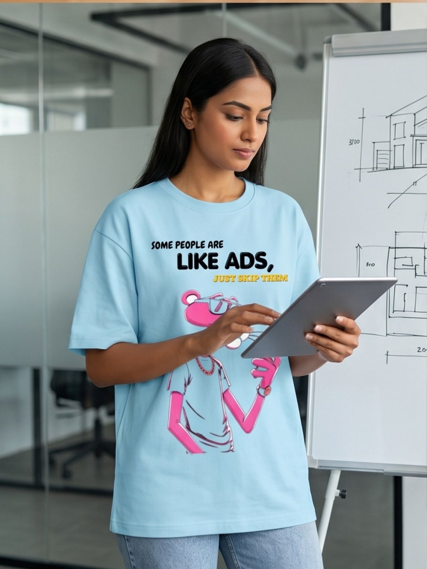 The "Skip Ad" Heavyweight Oversized Tee – French Terry (240 GSM)