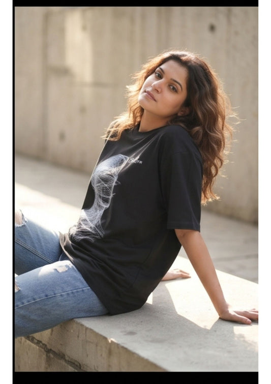 Dunbond label OVERSIZED Fit Black T-Shirt with graphic design Front