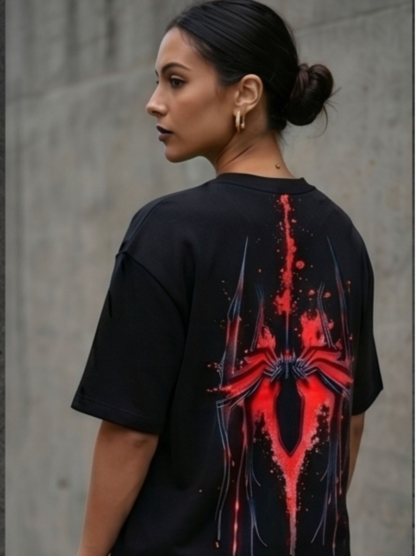 Dunbond label White Oversize T-Shirt // Back Spider print