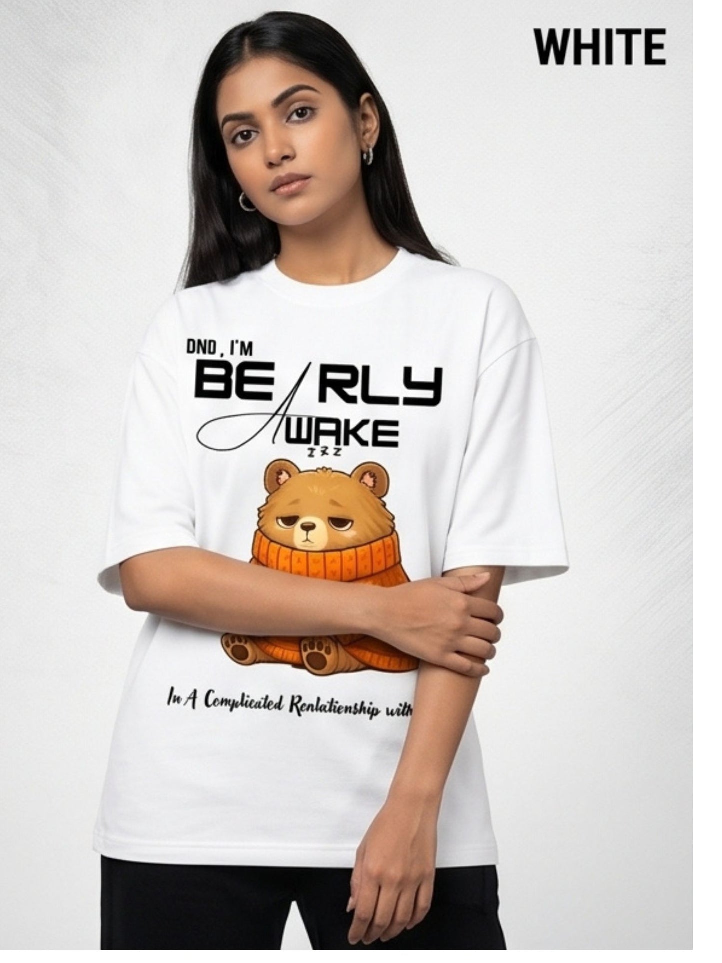 Dunbond label Black and white oversize T-shirt// Cartoon BEArly