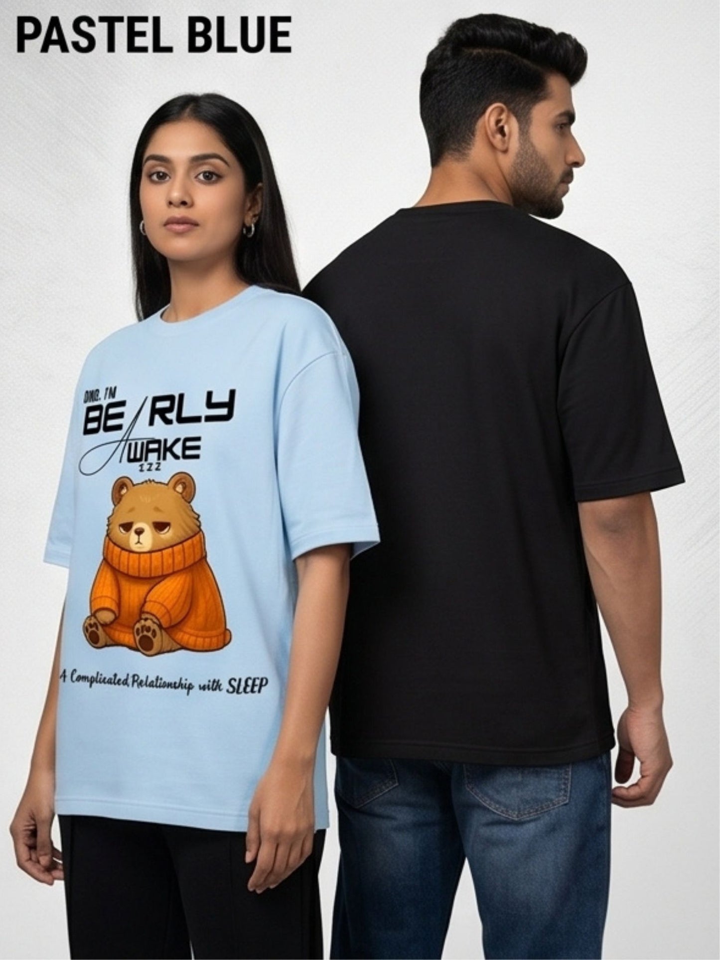 Dunbond label Black and white oversize T-shirt// Cartoon BEArly