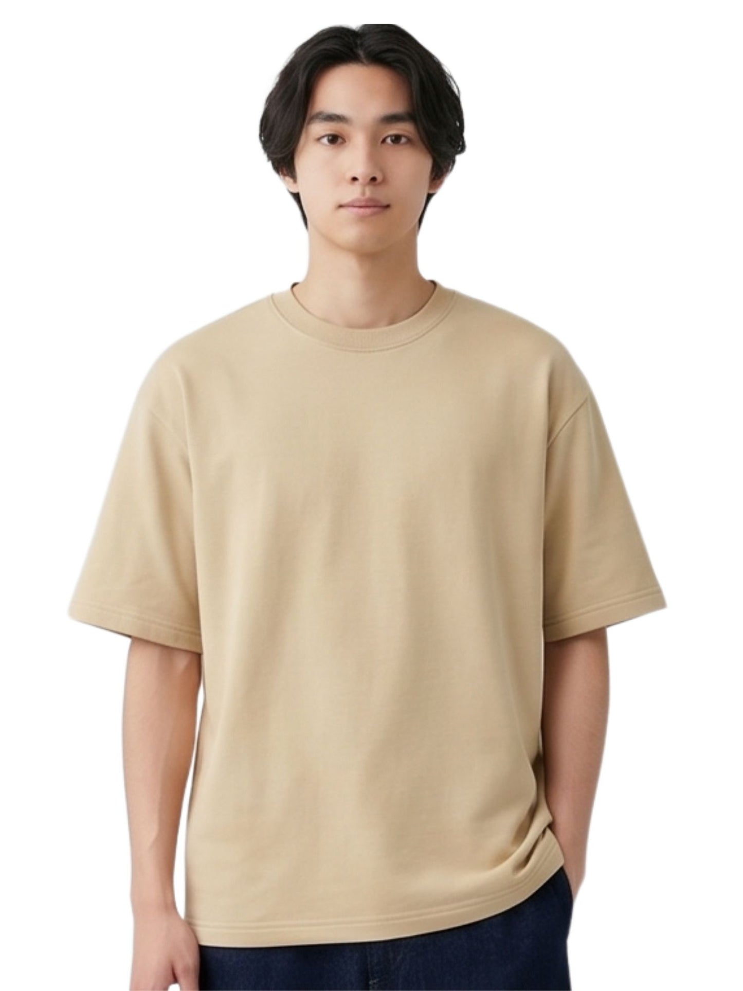 Dunbond label Beige and Pastel Blue T-Shirt// New // Solid plain